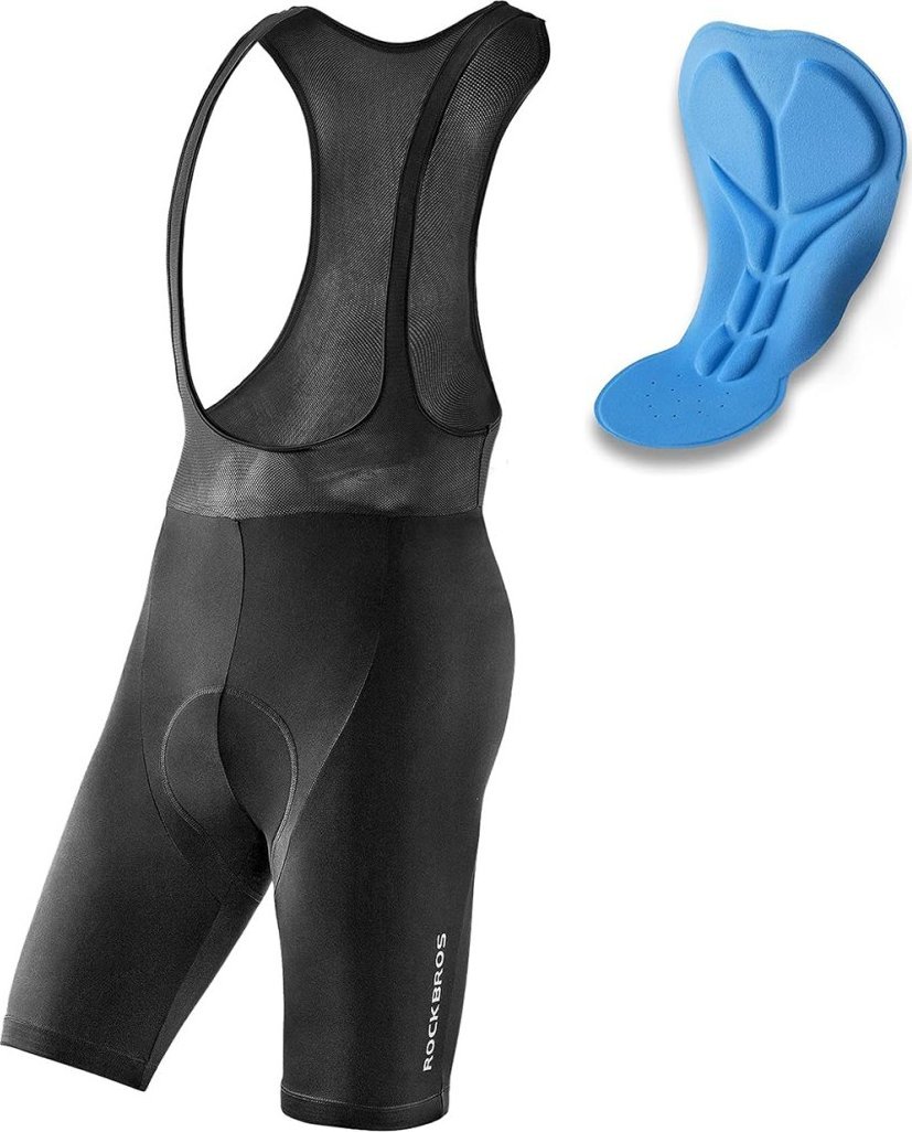 Spodenki rowerowe kolarskie krótkie na szelkach z wkładką XXXL - czarne ROCKBROS