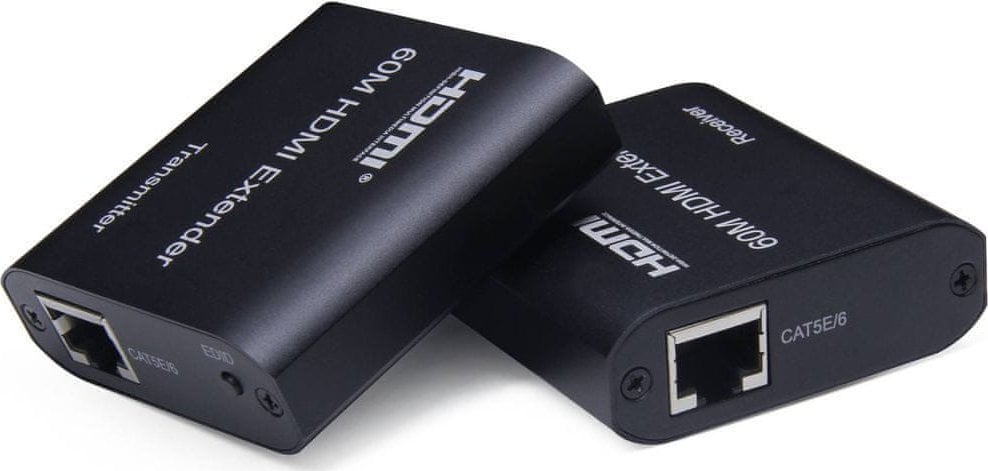 PremiumCord HDMI extender na 60m FULL HD 1080p przez jeden kabel Cat5e/6/6a/7, EDID ustawienie