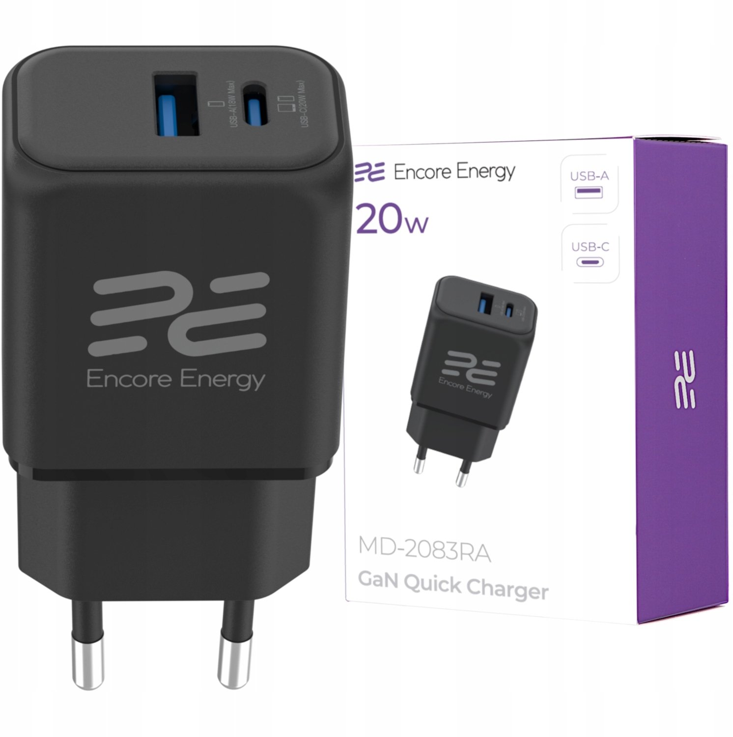 Ładowarka Kaku ładowarka sieciowa Encore Energy PD 3.0 Quick Charge 4.0 USB-A USB-C 20W adapter MD-2083RA