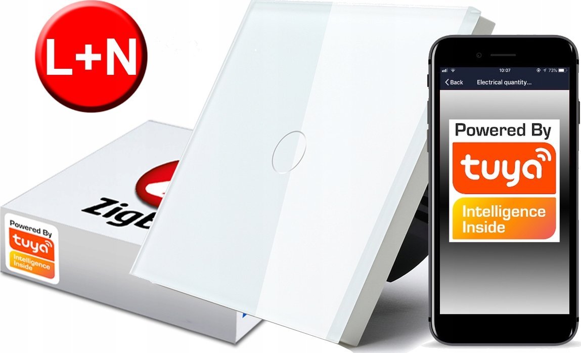 Włącznik Dotykowy ZigBee TUYA 1obw. biały # L+N