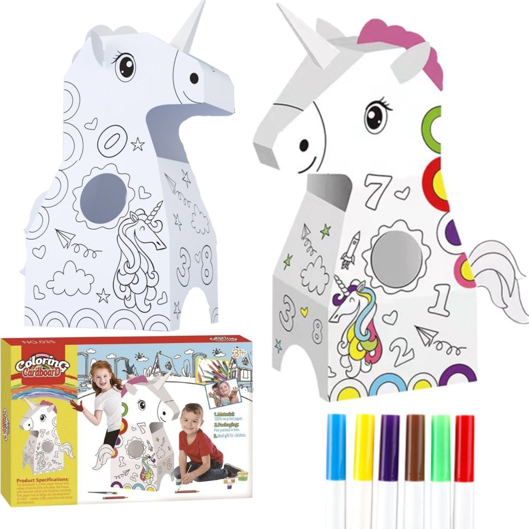 DUŻY ZESTAW ARTYSTYCZNY JEDNOROŻEC DO SKŁADANIA MALOWANIA KOLOROWANIA 98cm