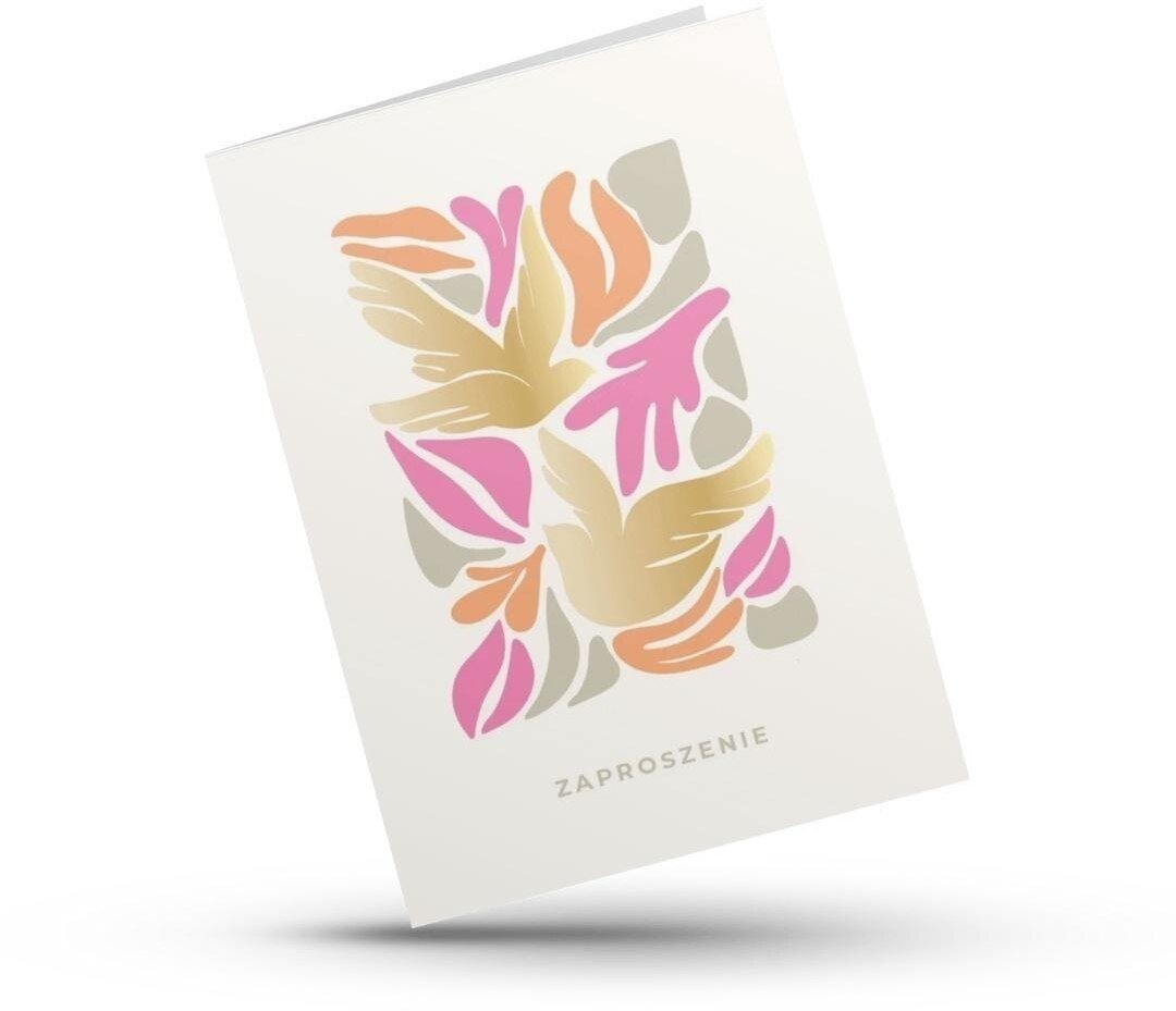 Szaron Kartka składana - Zaproszenie - gołąb - róż