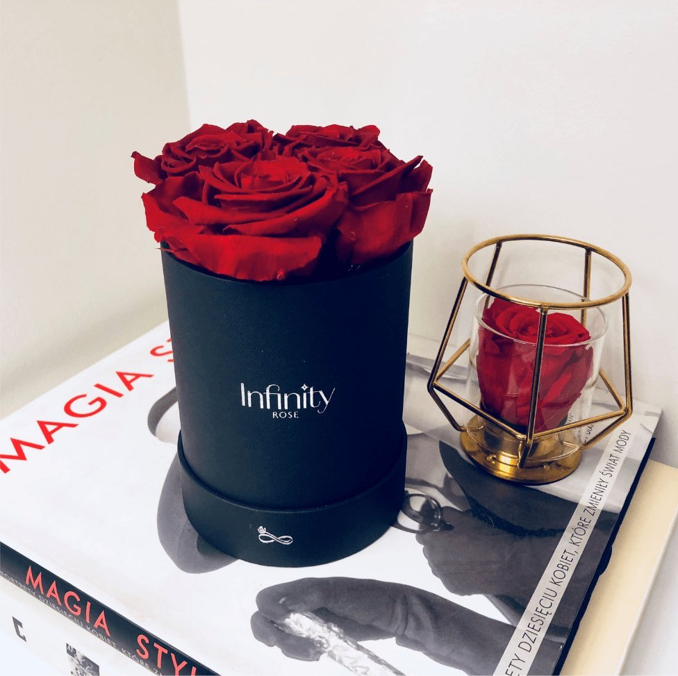 Infinity Rose Czerwone wieczne róże średni czarny flower box Infinity Rose Royal Red