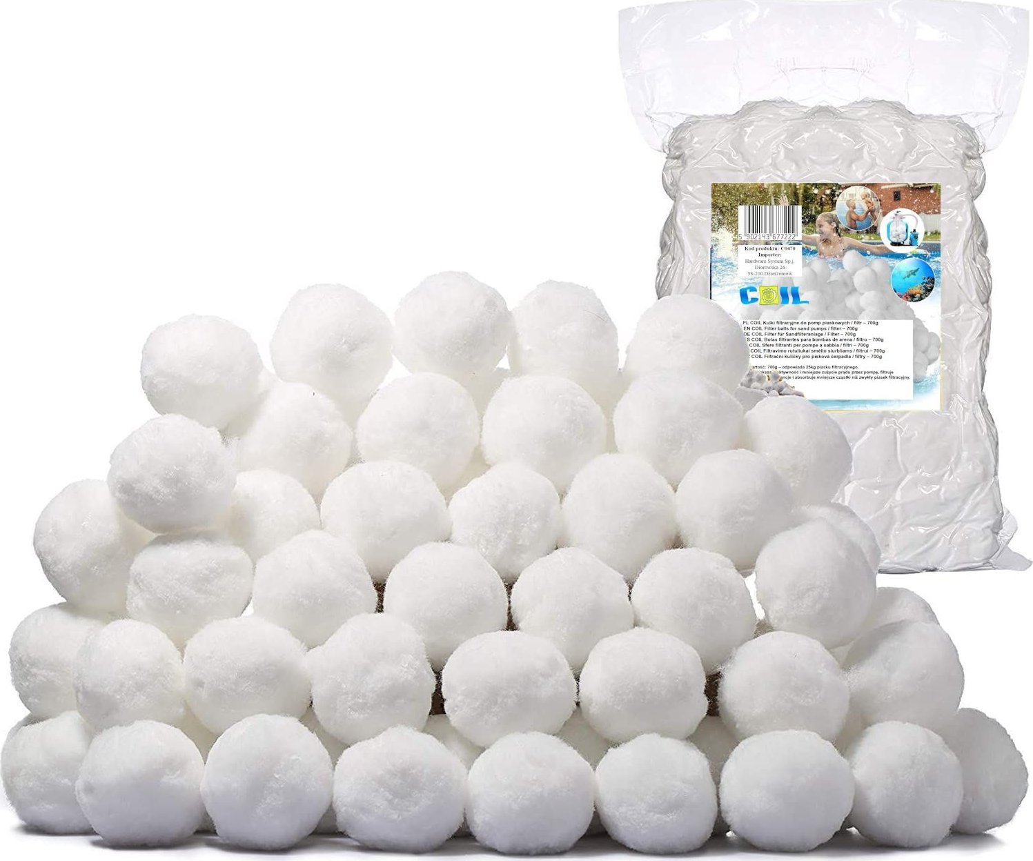 Coil Coil kulki filtracyjne do pompy piaskowej do basenu opakowanie 500g zastępuje 18kg piasku