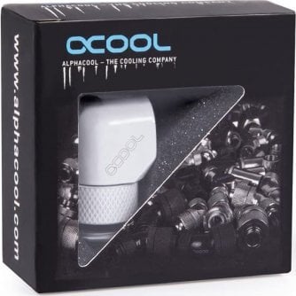 Alphacool icicle L connector rotatable G1/4 AG to G1/4 IG - white, connection (white, for soft hoses (PVC, silicone, neoprene))