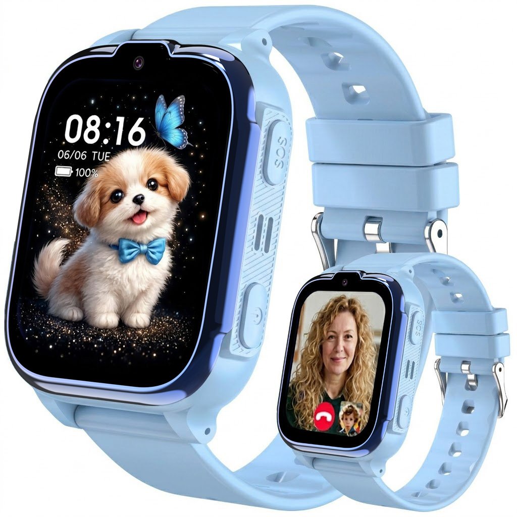 Smartwatch Rubicon Dziecięcy niebieski lokalizator kamera video rozmowy SOS SIM (RNCF44 blue)
