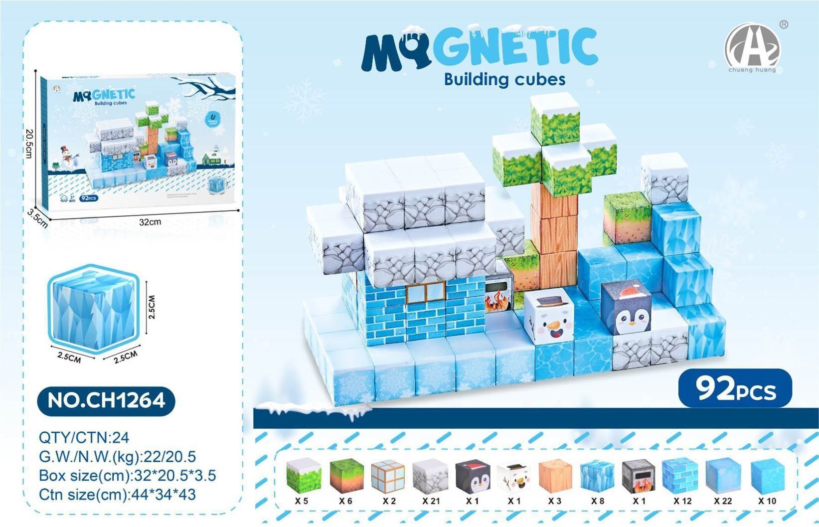 LeanToys Zestaw Kostek Magnetycznych, Klocki Magnetyczne 92el. EDUKAMP (ZKL.CH1264)