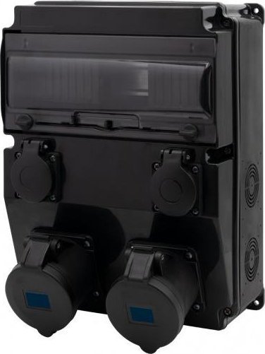 F-Elektro Rozdzielnica czarna CAJA 12M SCENIC - gniazda 2x16A/3P, 2x230V F3.2898