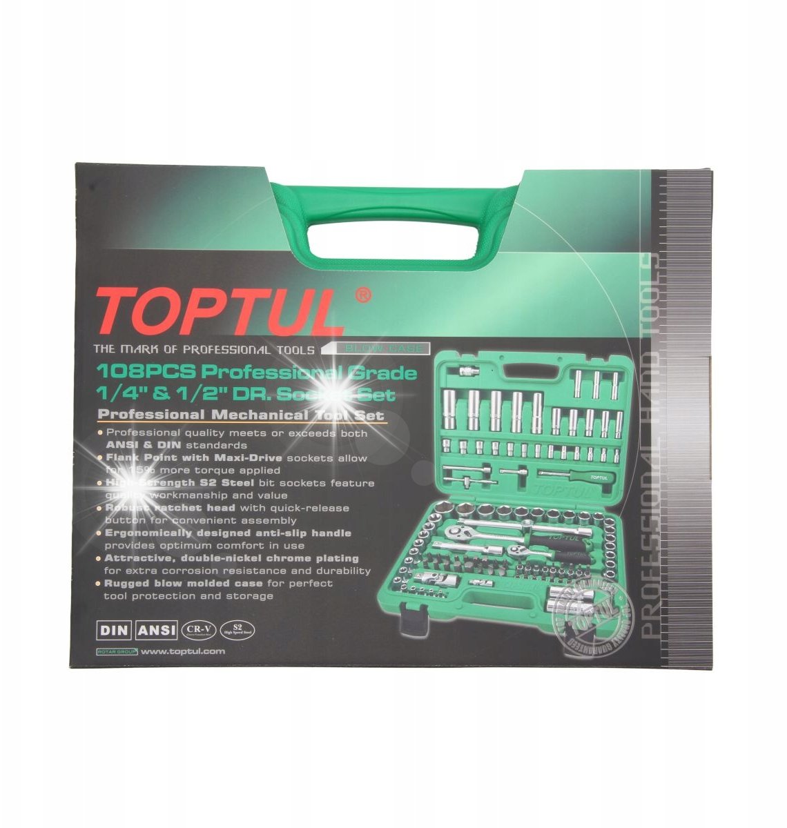 Zestaw narzędzi Book on Demand Ltd. ZESTAW KLUCZY NASADOWYCH KLUCZE NASADOWE 1/4" 1/2" 108el TOPTUL GCAI108R