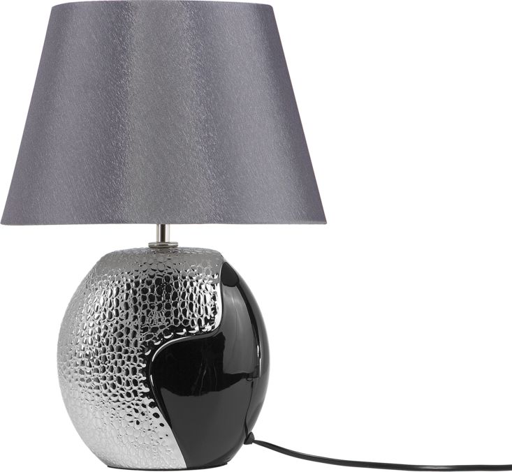 Фото - Настільна лампа Beliani Lampa stołowa  Lampka nocna ceramiczna czarno-srebrna ARGUN 