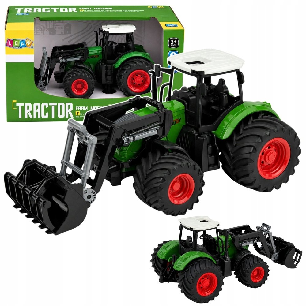 LeanToys Traktor Rolniczy Farmerski Z Ładowaczem Czołowym Gumowe Koła Zielony 1:24