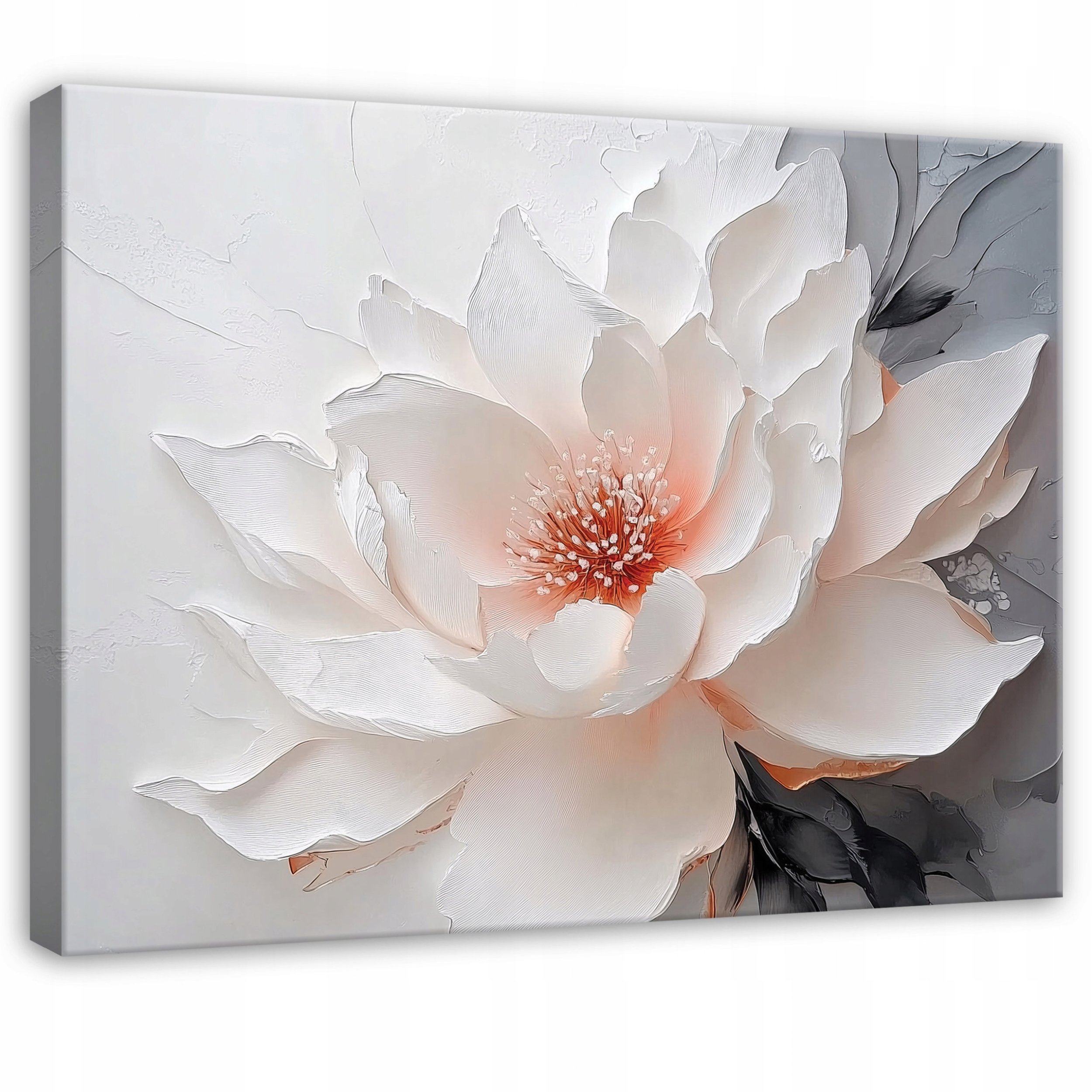 Obraz Kwiaty 3D Lilia Biały Do Sypialni Salonu Kuchni Na Płótnie 120X80