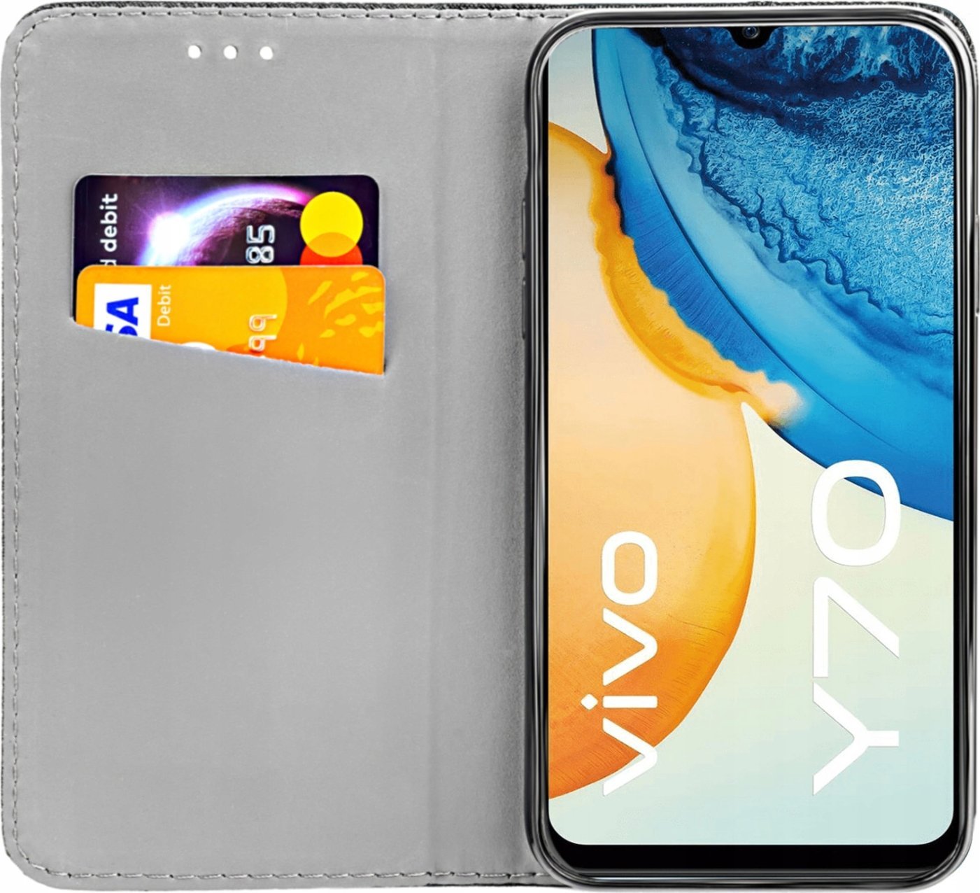 Hello Case ETUI Z KLAPKĄ DO VIVO Y70 CZARNE ZAMYKANE MAGNETYCZNE KABURA FUTERAŁ FLIP