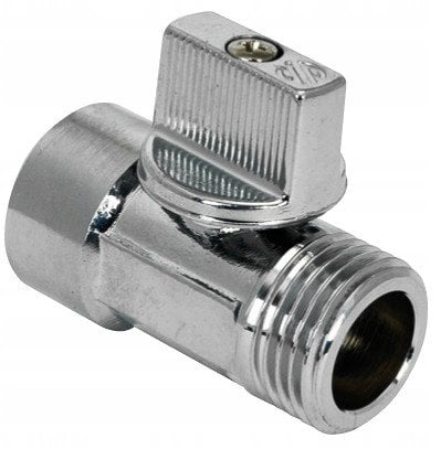 Mini zawór kulowy, 1/2GZ x GW, uchwyt chrom polerowany