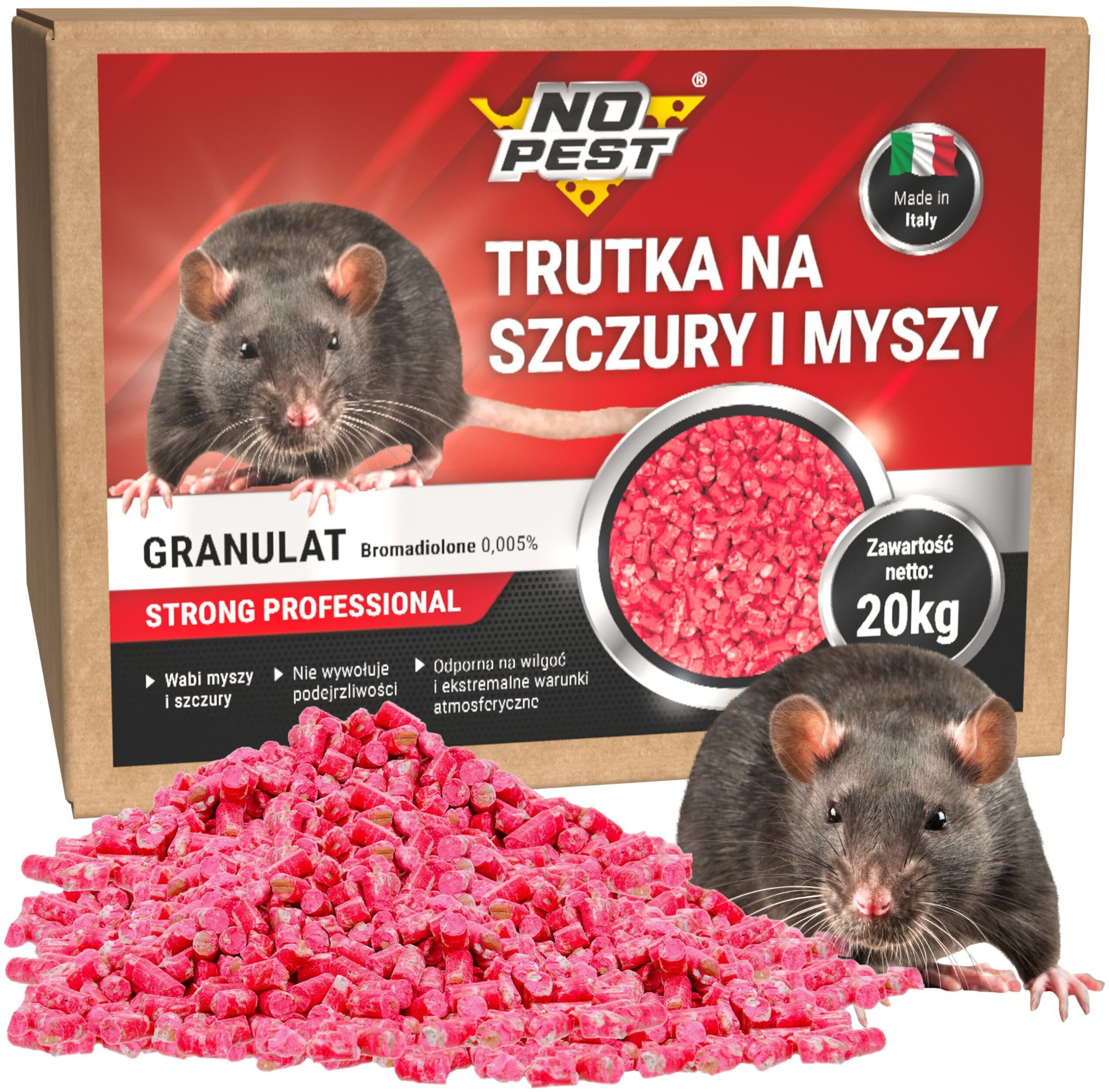 NO PEST Trutka na Szczury i Myszy Trucizna Środek Pellet Granulat Bromadiolon do Zwalczania Szczurów...