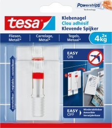 Tesa 1x2 Adjustable Adhesive Nail for Tiles & Metal 4kg 77767