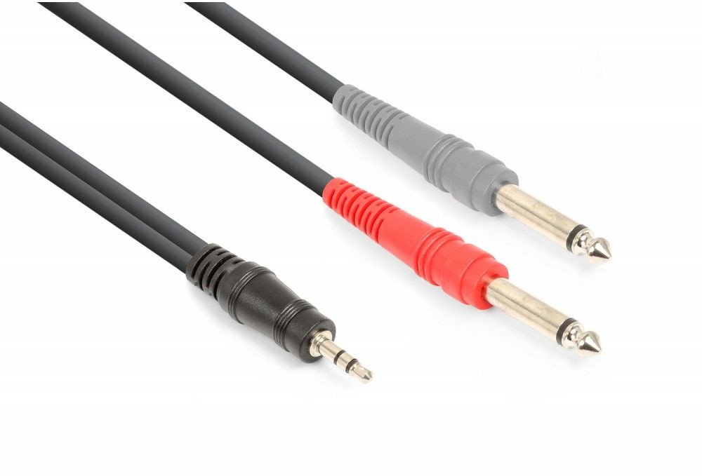 Kabel mini Jack męski (3,5mm) Stereo - 2x Jack 6,3mm Mono 3m one size