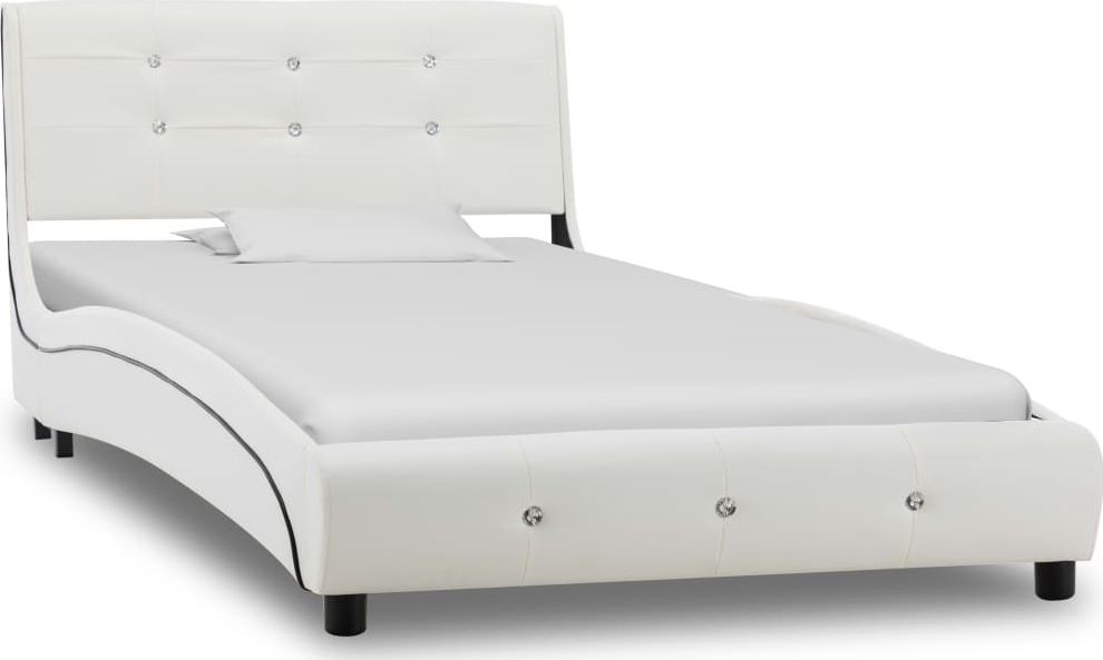 Фото - Ліжко VidaXL Rama łóżka, biała, sztuczna skóra, 90 x 200 cm 