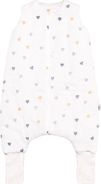PULP BAMBOO Śpiworek Muślinowy letni z nogawkami- Serduszka Kolorowe 0,5 TOG od 1 roku do 2,5lat