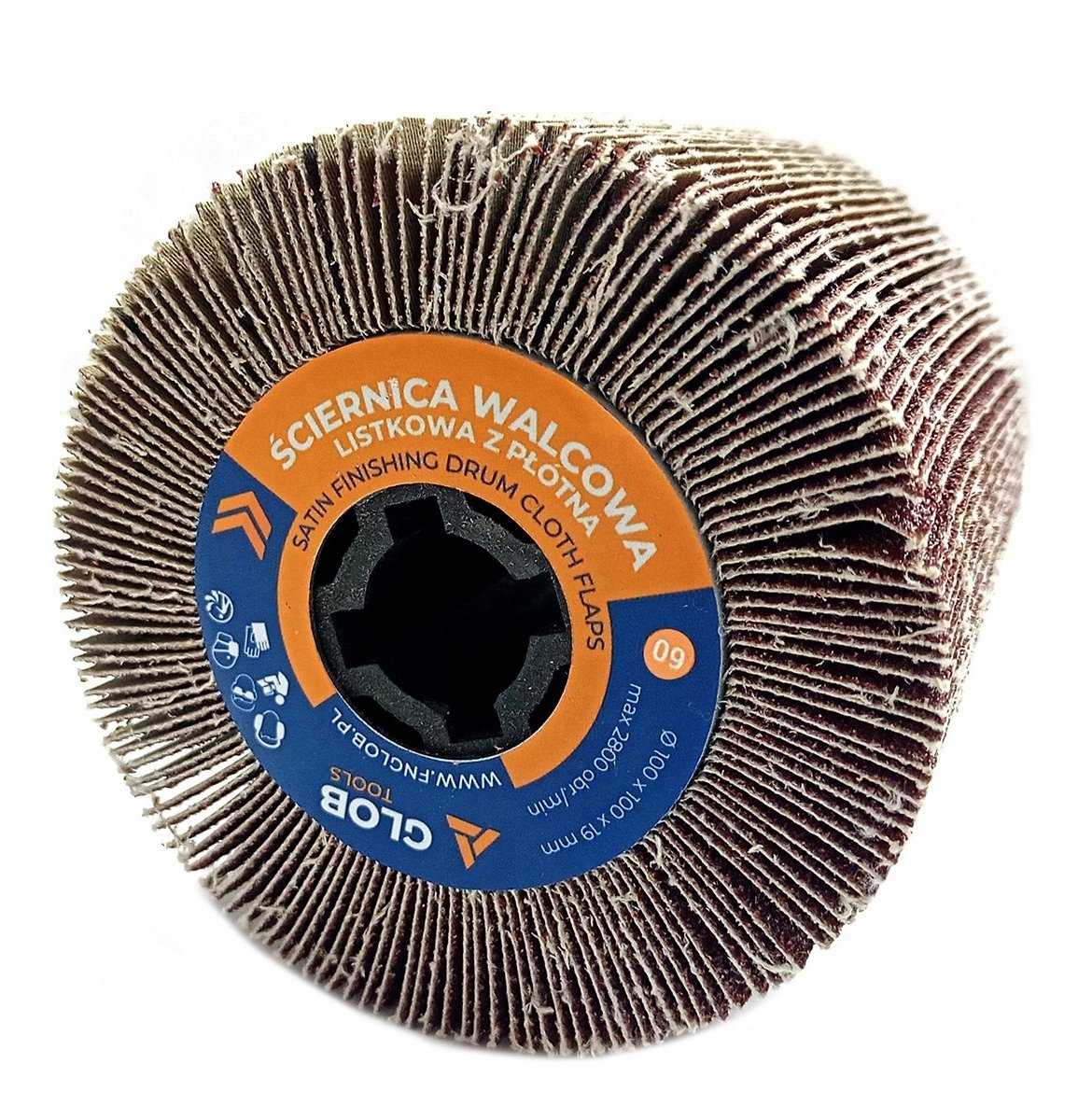Glob Ściernica walcowa listkowa Tools z płótna 100x100x19mm Satyniarka (GLOBTOOLS-SLW-10019-P060)