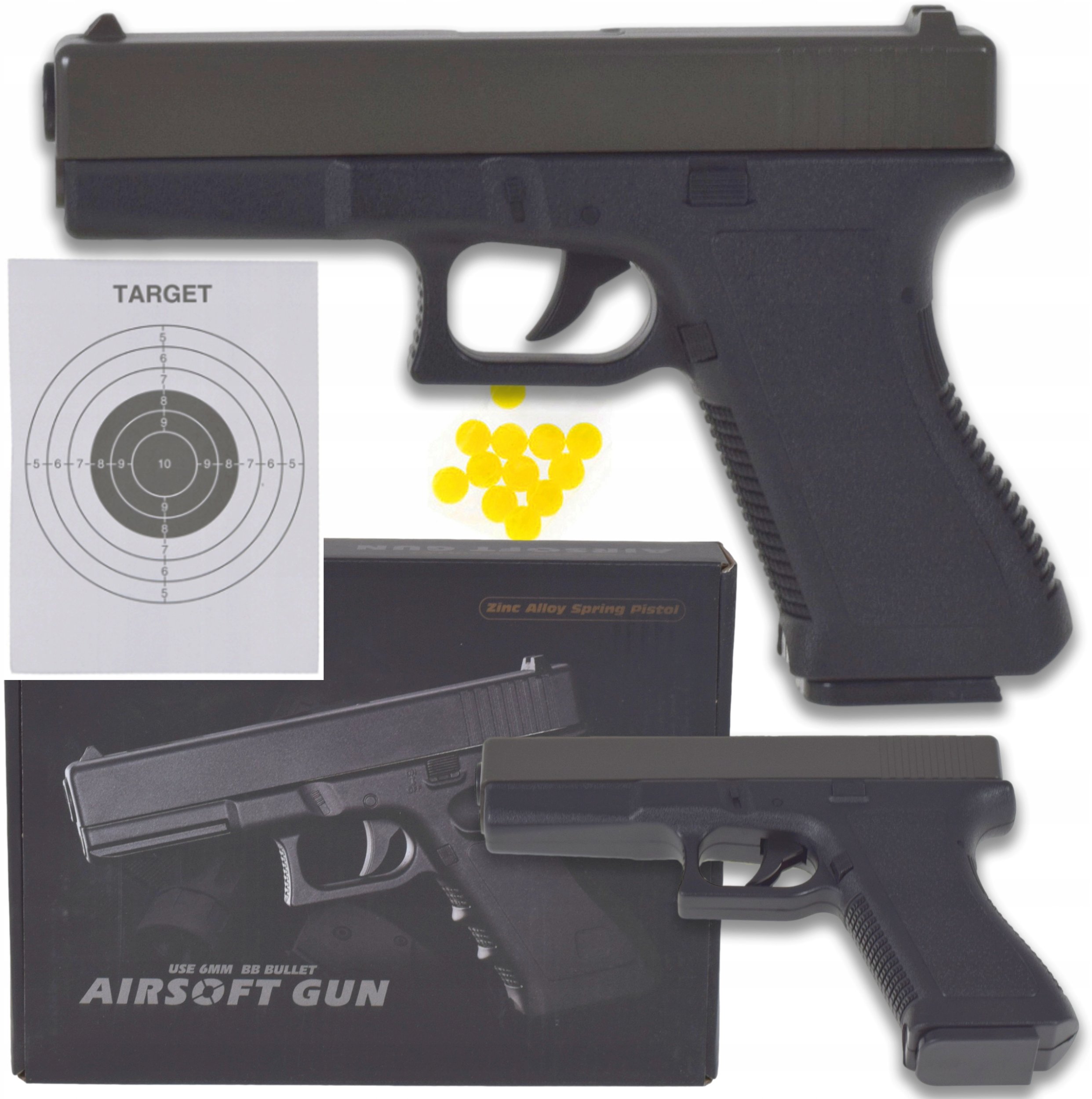 Skleplolki PISTOLET GLOCK REPLIKA ASG NA KULKI 6MM BB REALISTYCZNY P80 TARCZA