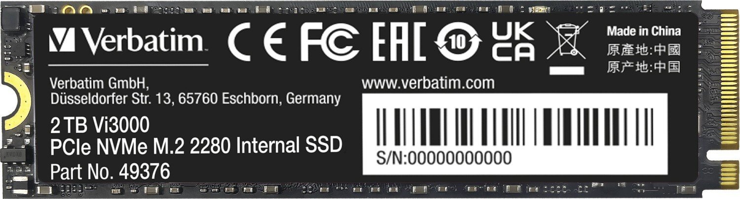 Dysk SSD Verbatim Vi3000 2TB M.2 2280 PCI-E x4 Gen4 NVMe (49376)