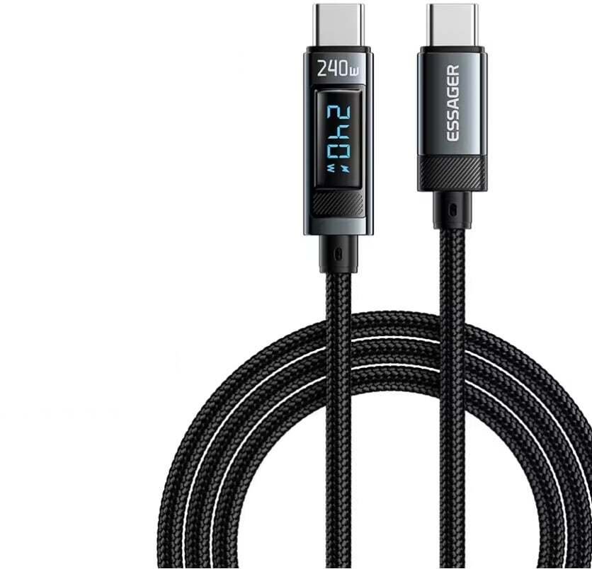 Kabel Essager USB-C do USB-C 240W 2m, 480Mb/s, Wyświetlacz LED