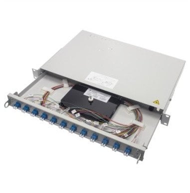 TELEGRTNER 19 FO-PP PRO-V 1U 12 LCD OM3 PT, PROFI V, adapter 12xLC-D, 24x 50/125 OM3, kolorowy