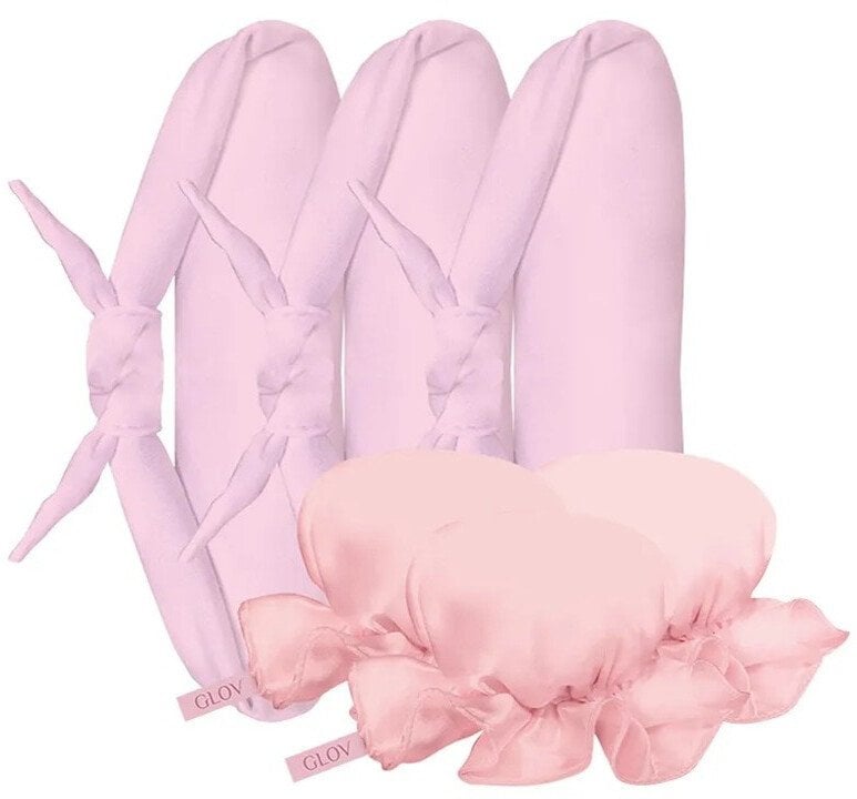 Glov CoolCurl Overnight Blowout wałki do kręcenia włosów na zimno 3szt + Mini satynowe czepki 3szt Pink