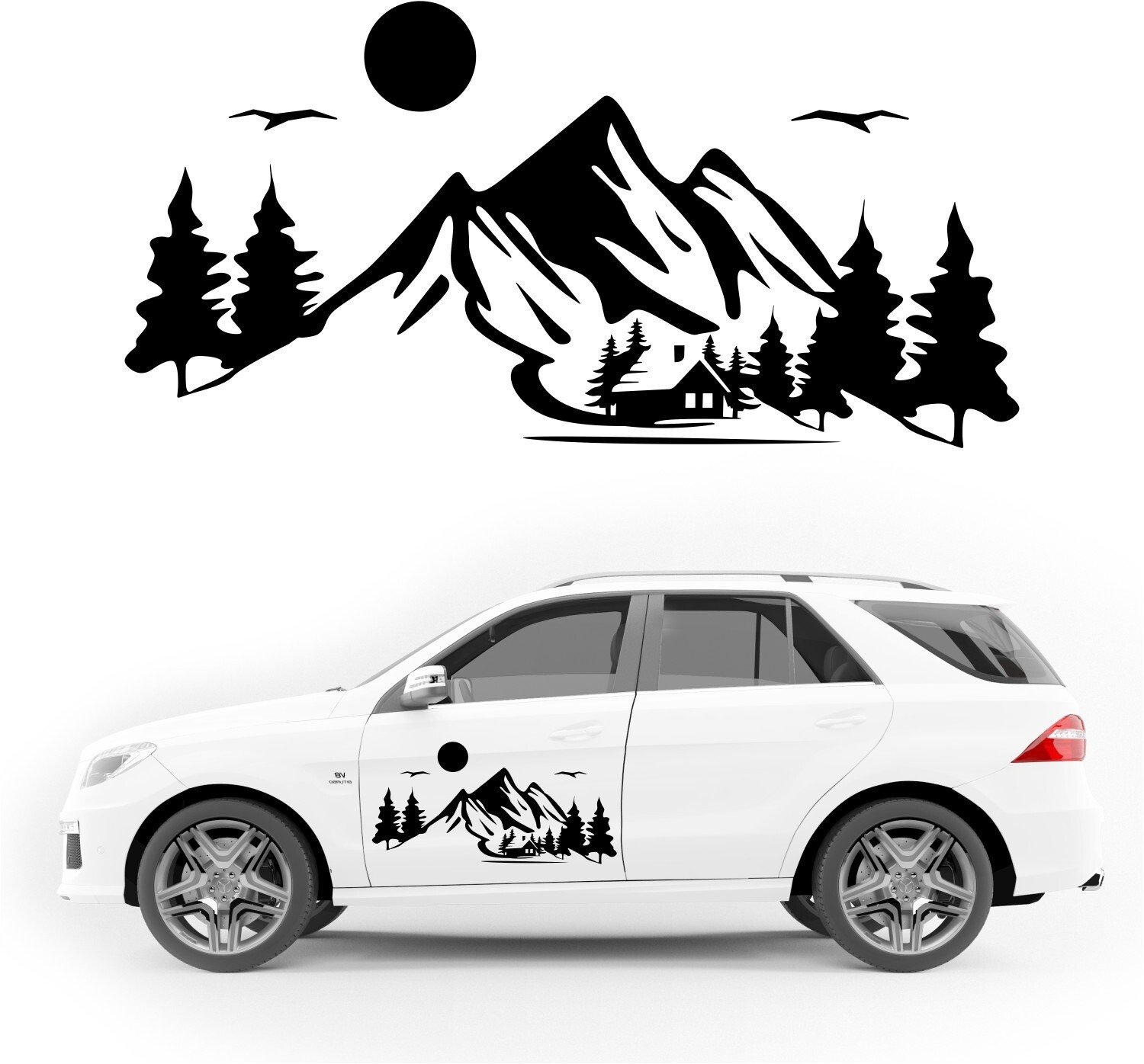 Stabilus NAKLEJKA NA SAMOCHÓD dekoracyjna wodoodporna góry las KAMPER przyczepę kempingową camper auto 50 cm