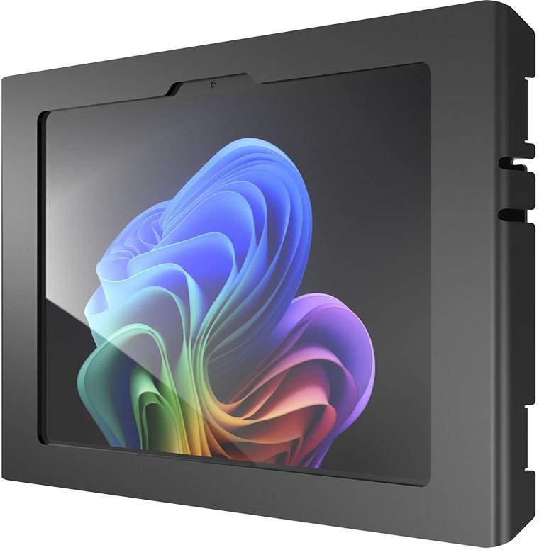 Uchwyt Compulocks Obudowa wyeksponowana kamera przednia/tylna i czujniki nachylny do tabletu bezpieczny zamykany ramka metalowa czarny wielkość ekranu