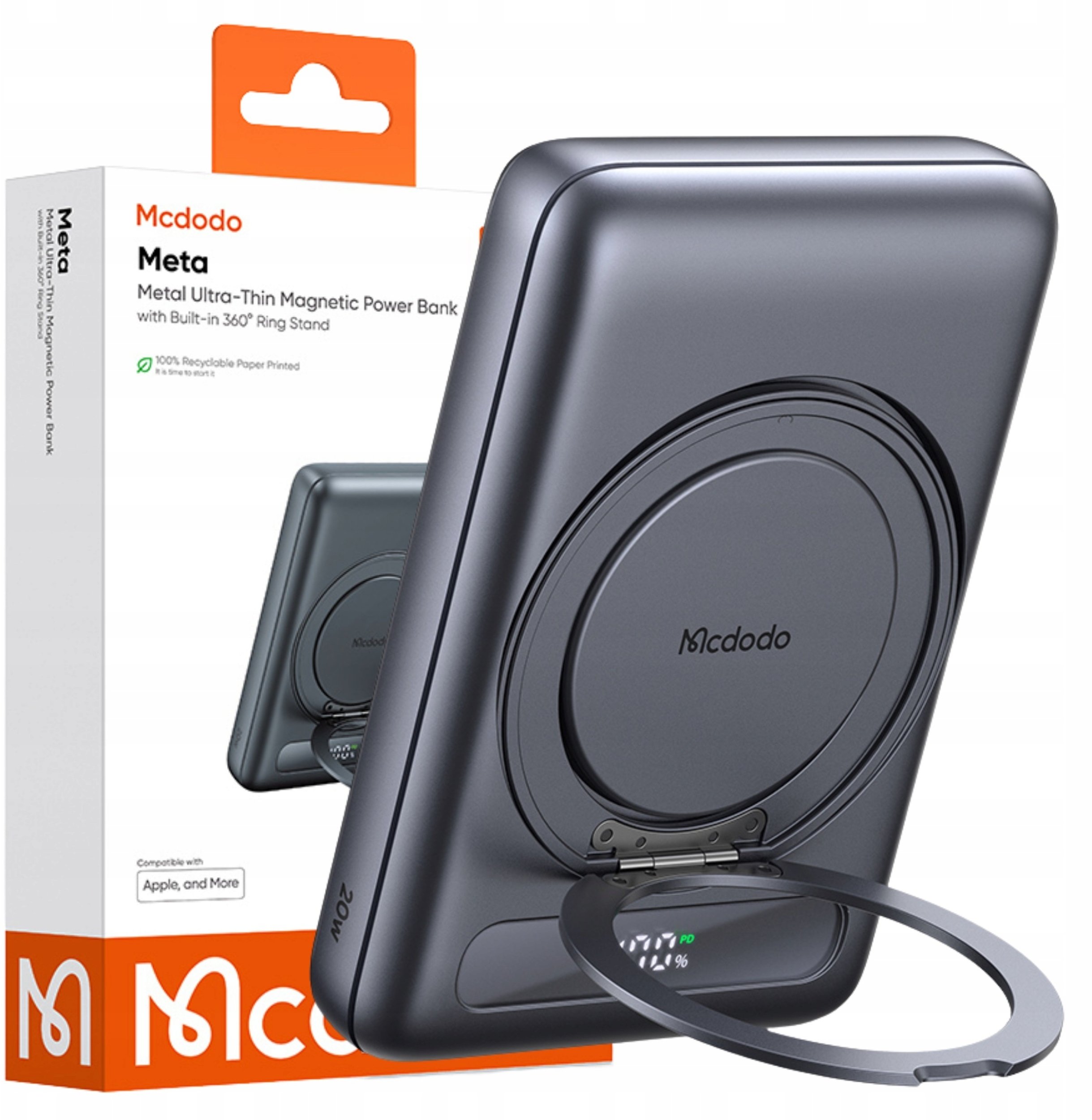 Powerbank Mcdodo Indukcyjny do iPhone ze stojakiem MagSafe 10000mAh USB-C