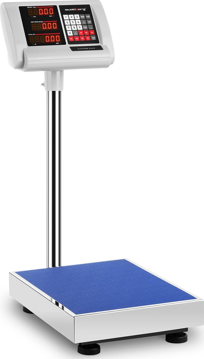 Steinberg Waga platformowa magazynowa licząca 30x40cm zasilacz + akumulator 100kg / 10g
