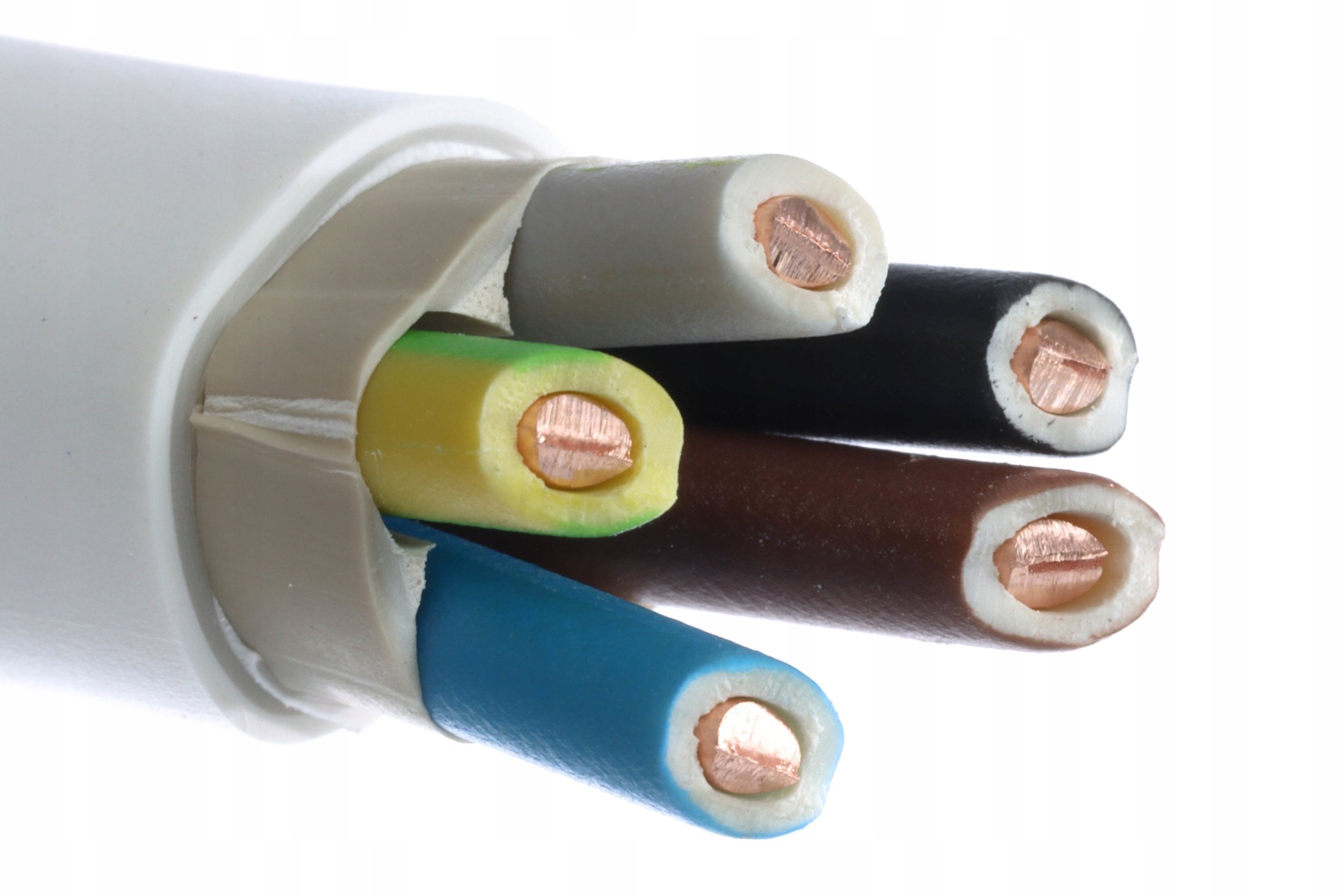 Przewód instalacyjny okrągły YDY 5x10 mm2 biały 450/750V krążek 100m 172170007C0100 NKT