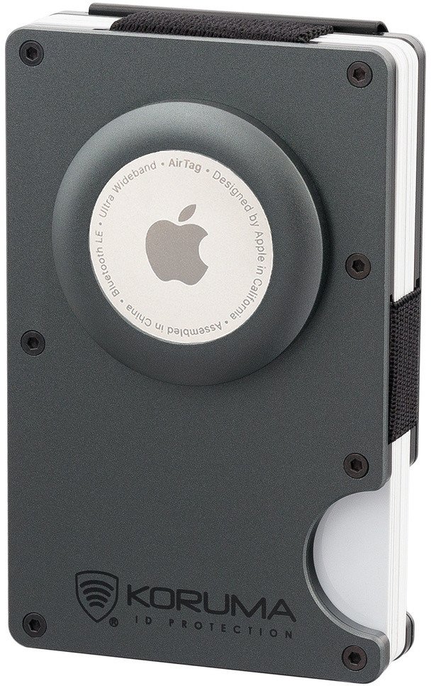 Aluminiowe etui na karty z miejscem na AirTag od Apple (ciemny szary) Uniwersalny