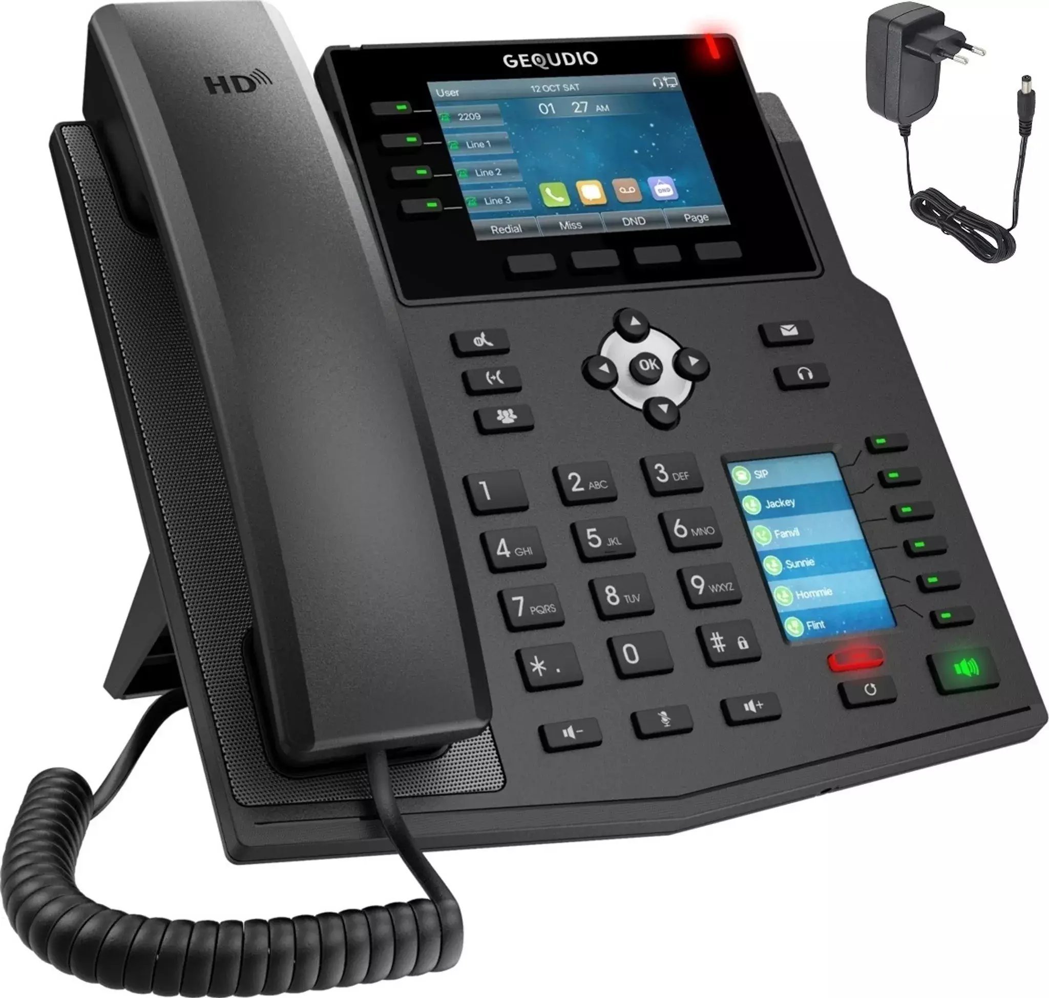 Telefon GEQUDIO GX5+ Zestaw telefonu IP z zasilaczem