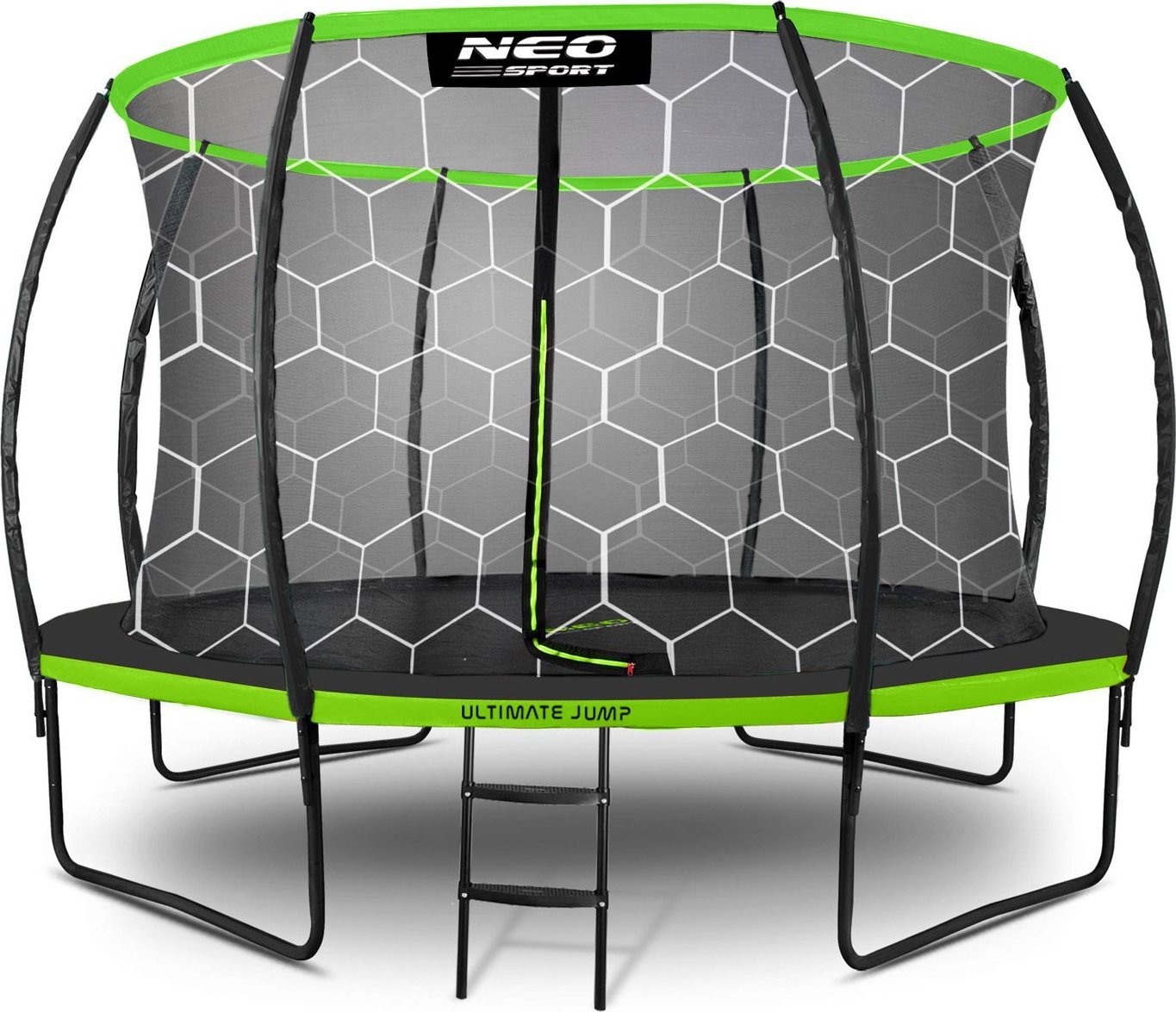 Neo-Sport Trampolina ogrodowa z siatką wewnętrzną, 374 cm, czarny, zielony