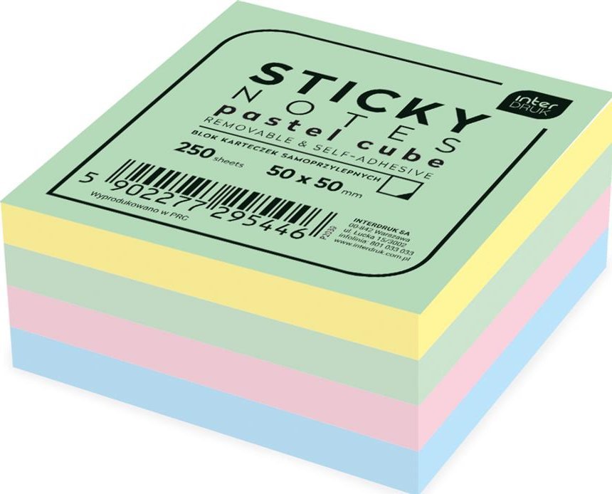 Interdruk KARTECZKI SAMOPRZYLEPNE PASTEL 50X50 MM 250SZT INTERDRUK