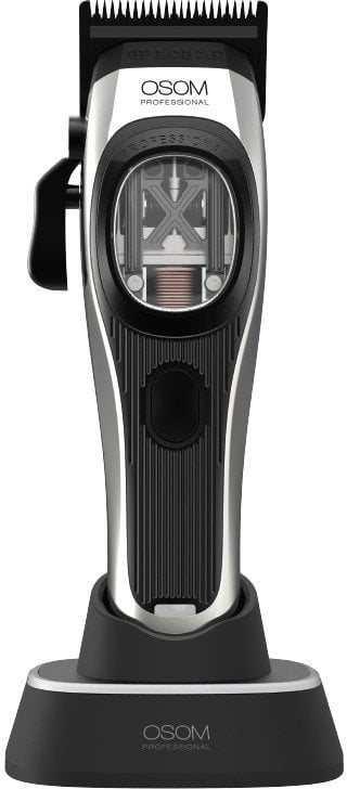 Profesionali plaukų kirpimo mašinėlė OSOM Professional PRIME Cordless Hair Clipper OSOMP01SIL, sidabro spalvos