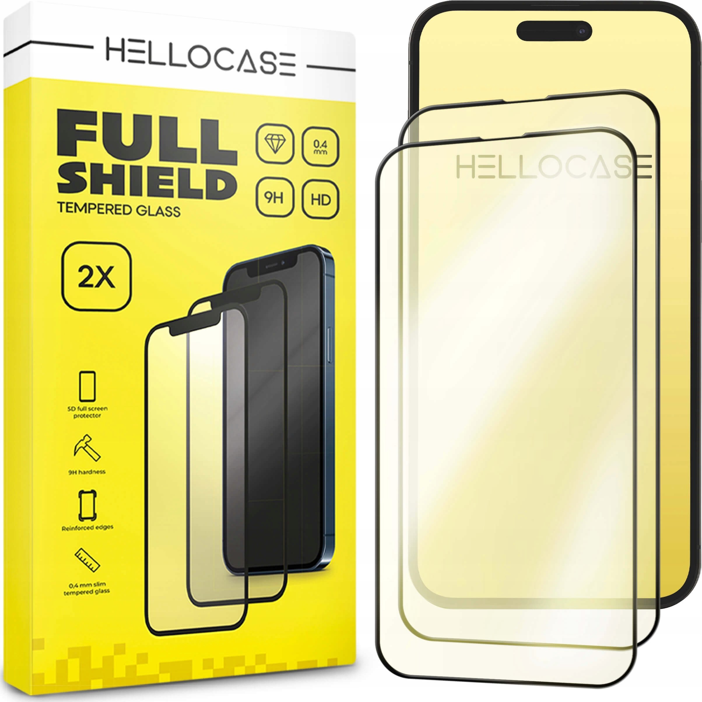 Hello Case 2 SZTUKI | SZKŁO HARTOWANE DO XIAOMI REDMI 9 / 9A / 9C / 9i NA CAŁY EKRAN
