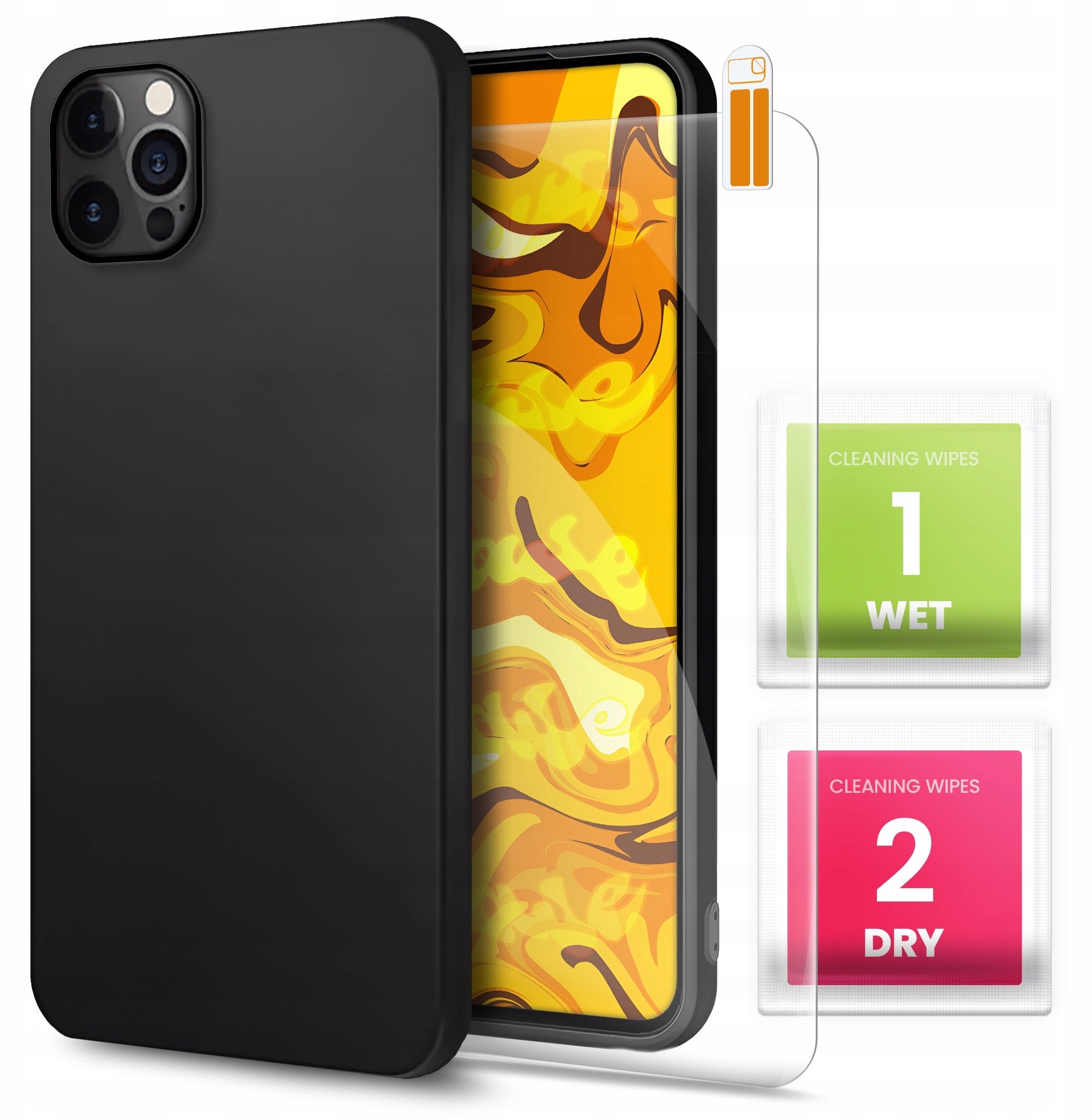 Hello Case ETUI DO APPLE IPHONE 12 PRO GUMOWE CZARNE MATOWE SILIKON POKROWIEC SZKŁO