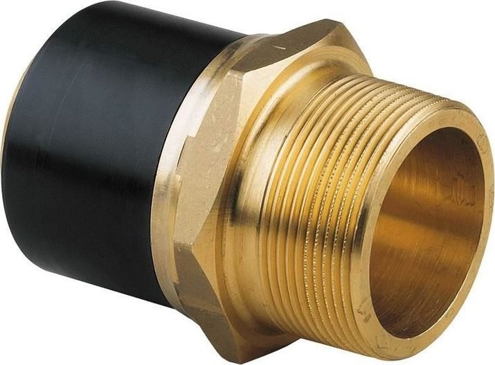Georg Fischer Adapter PE-mosiądz z gwintem zewnętrznym GZ, DN40X1 1/4" PE100, SDR11, PN10 gaz/PN16 woda, do montażu z elektromufą lub elektroredukcją