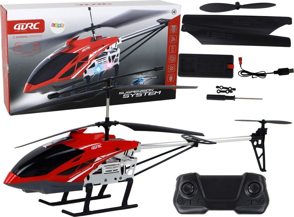 LeanToys Helikopter RC Śmigłowiec Zdalnie Sterowany Na Pilot 70 cm Czerwony