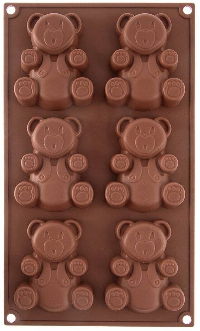 Koopman Forma do ciastek muffinek silikonowa brązowa misie 30x17,5x2 cm