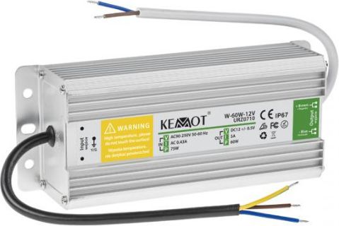 Kemot Zasilacz do sznura diodowego 60W 12V 5A IP67 (URZ0710)