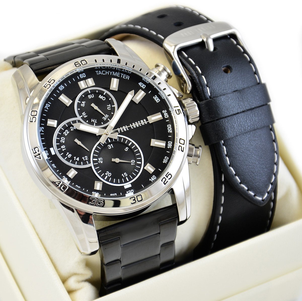 Zegarek Paul Lorens Zegarek męski -MATIAS- 9753A8-1A1 z dwoma paskami