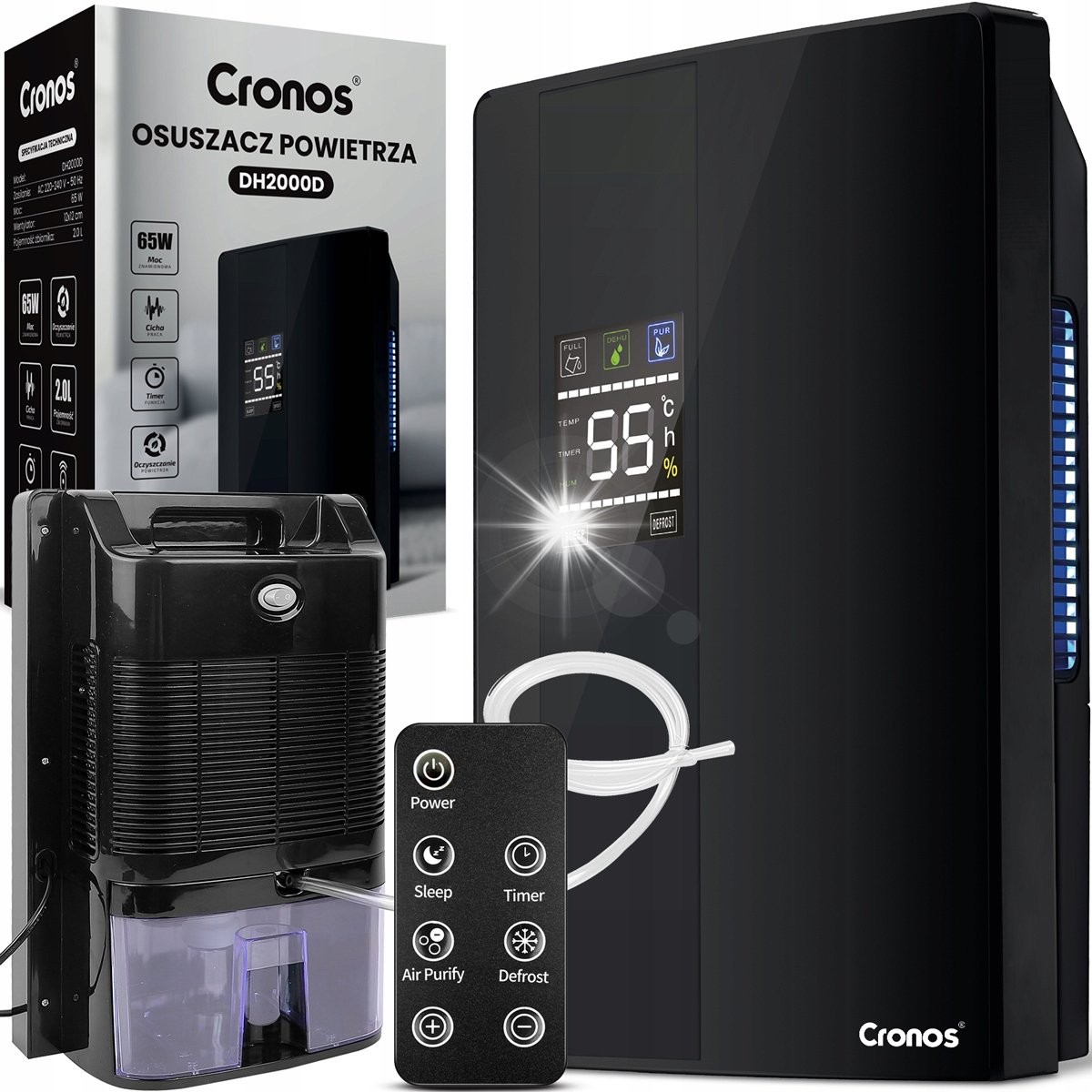 Cronos OSUSZACZ POWIETRZA OCZYSZCZACZ POCHŁANIACZ WILGOCI 2L 65W + PILOT TIMER