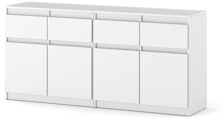 Komoda Biała Szafka 4 Szuflady 160cm Pojemna Nowoczesna Salon Sypialnia