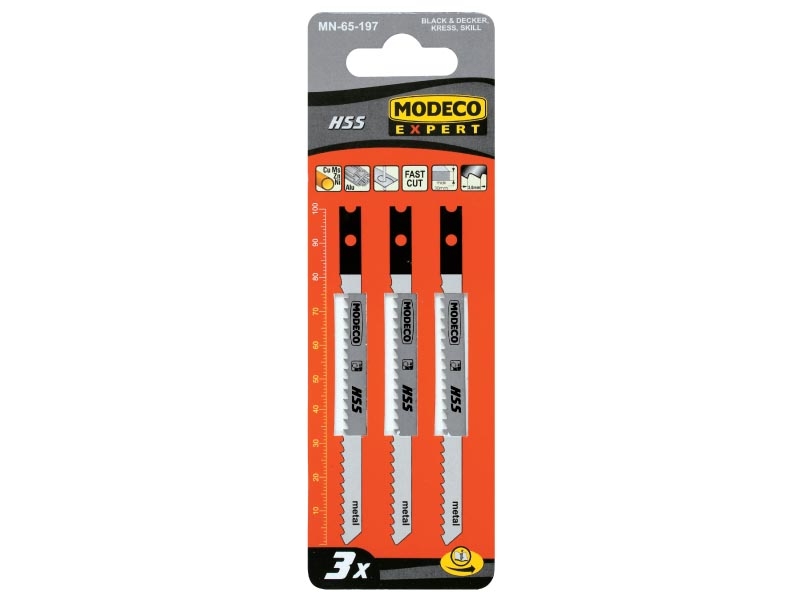 Modeco Brzeszczoty do wyrzynarek z uchwytem typu U 100mm 3szt. - MN-65-197