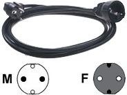 Bachmann Przedłużacz zasilania SCHUKO, 3m, Czarny (19.07.1166)